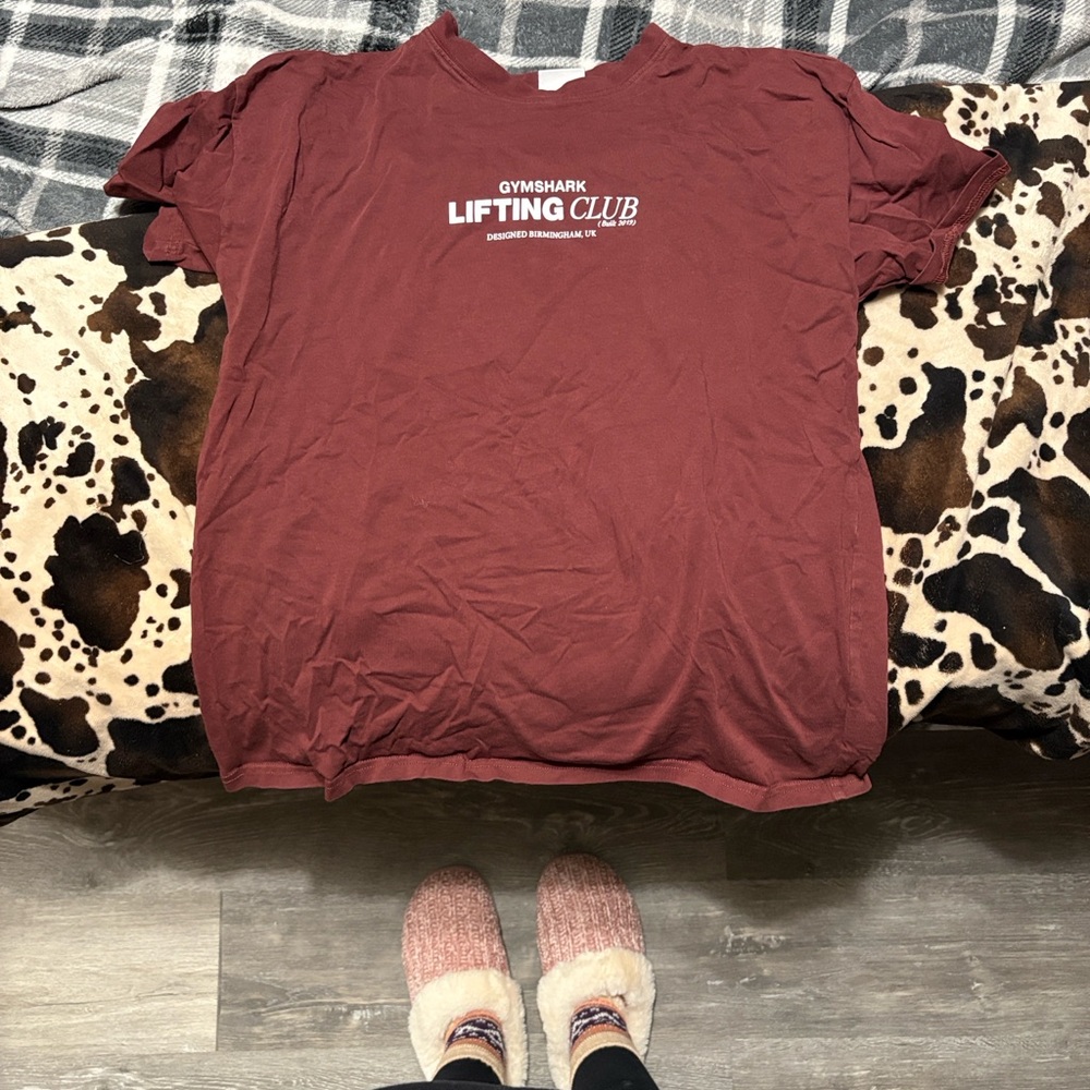 Gymshark Maroon Tee with White Accents